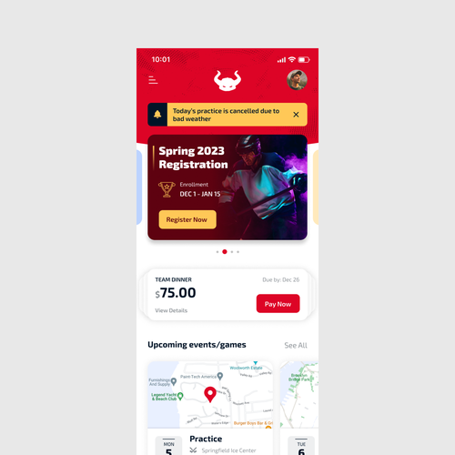 Soccer design with the title 'Hockey Management App Design '