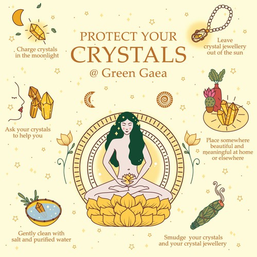 Moon artwork with the title 'Green Gaea Crystal Card '