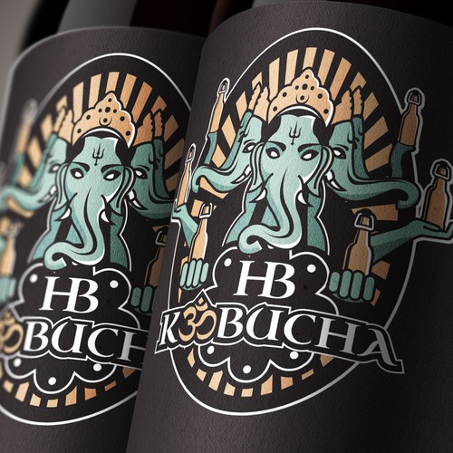 Kombucha logo with the title 'HB Kombucha'