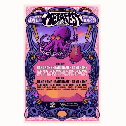 Octopus illustration with the title 'Meta Fest 2024 Poster design'