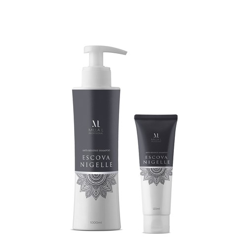 Shampoo packaging with the title 'Cosmetic PACKAGING for a NEW brand'