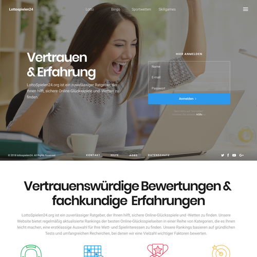 Lottery design with the title 'Landing Page Design or a german Lottery'