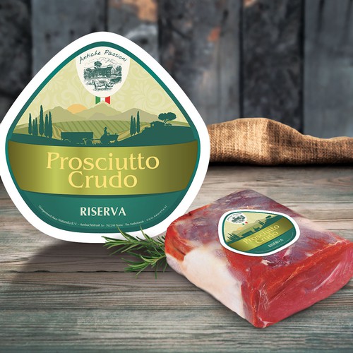 Italian label with the title 'Design a product label'