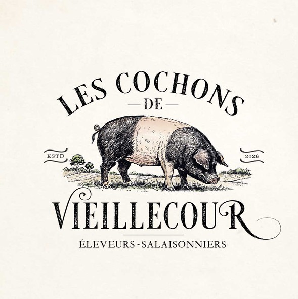 Logo with the title 'Les Cochons de Vieillecour'
