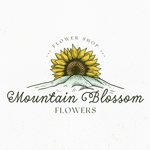 Flower shop design with the title 'A lovable, adorable, and memorable logo for new flower shop in a beautiful mountain town'