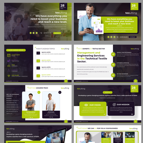 Statistics design with the title 'Consulting Company Business Presentaiton'