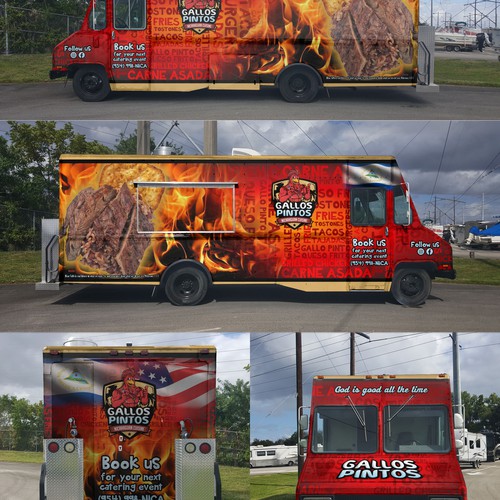 Food truck design with the title 'Gallos Pintos'