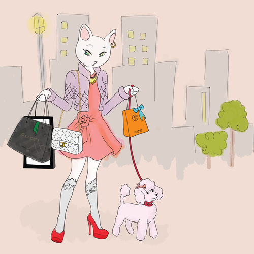 Fashionable design with the title 'Chic Cat Character'