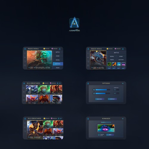 Card game design with the title 'App design for augmented reality game'