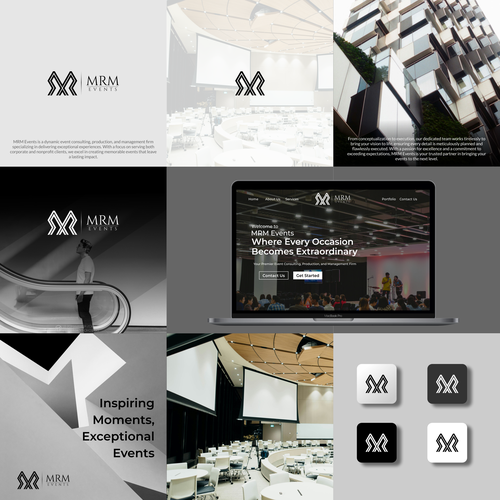 Web design logo with the title 'Minimalis Monogram Logo for MRM Events'