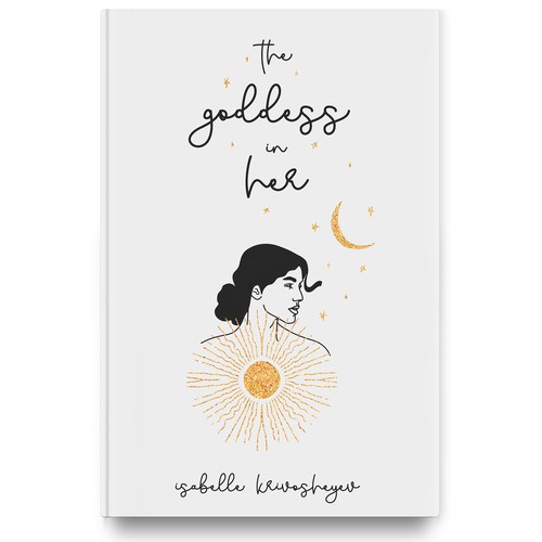 LGBT+ book cover with the title '"The Goddess in Her" Poetry Book Cover'