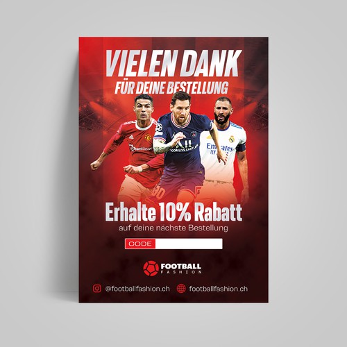 Football design with the title 'Football team merchandise flyer'