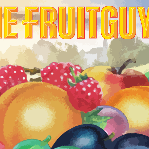 Fruit artwork with the title 'Bright, Colourful and Bold Graphic Creation'