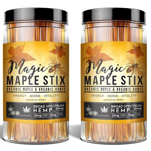 Maple design with the title 'Design for hemp infused honey'