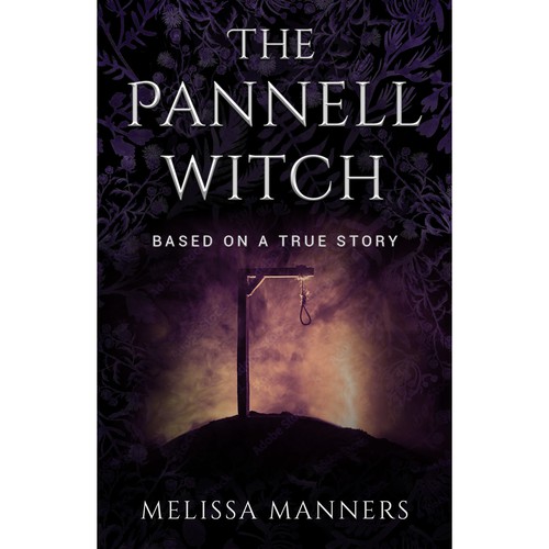 Historical book cover with the title 'The Pannell Witch - book cover design'