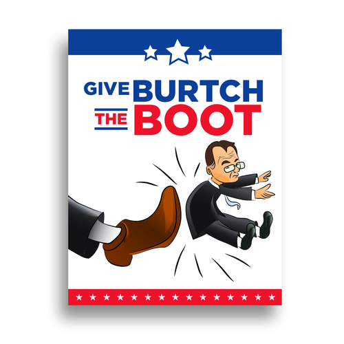 Cartoon artwork with the title 'Winner: Give Burtch the Boot'