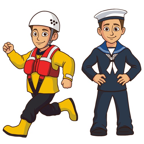 Vector art design with the title 'Human character illustrated with six costumes Contest'