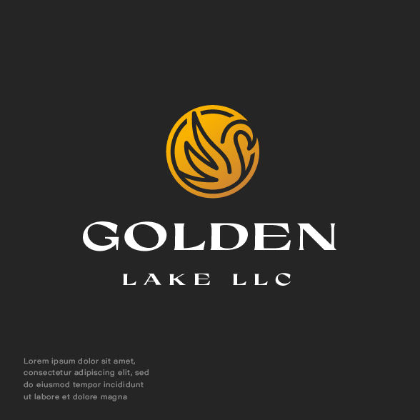 Swan design with the title 'Golden Lake LLC'