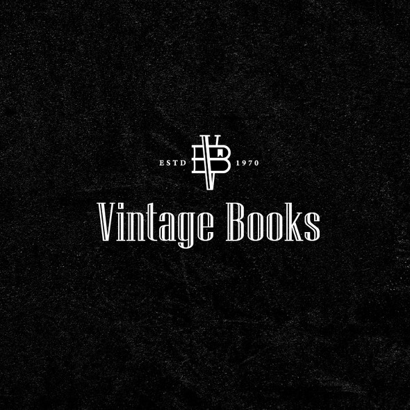 Library logo with the title 'Vintage Books Logo Design'