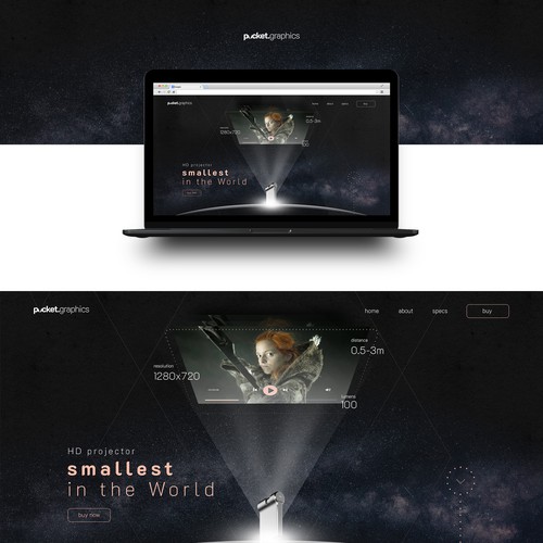 Space website with the title 'World's smallest HD projector'