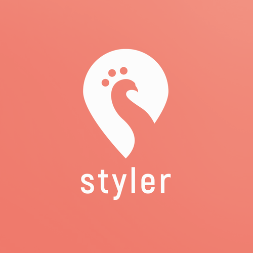 Peacock logo with the title 'Logo concept for a beauty salon search app'