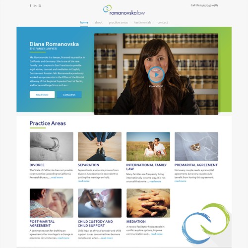 Simple website with the title 'Romanovska Law'