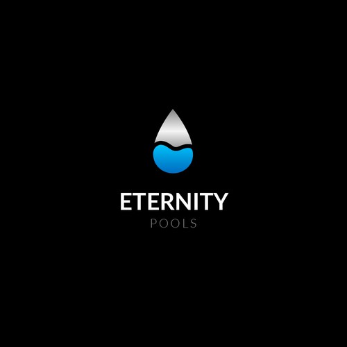 Water drop logo with the title 'Logo Concept | Eternity Pools'