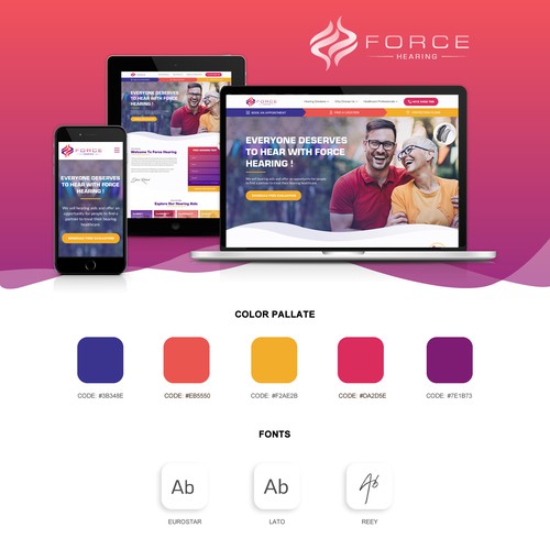 Ear design with the title 'Retail Hearing Aid website to build a lifestyle brand for all people with hearing loss'