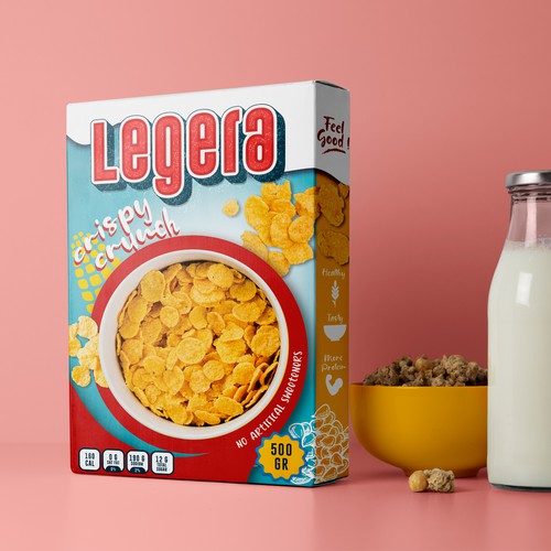 Breakfast food packaging with the title 'Breakfast Cereal Packaging Design'