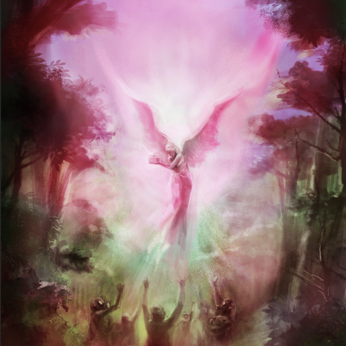 Digital artwork with the title 'Illustration for Angel Cake'