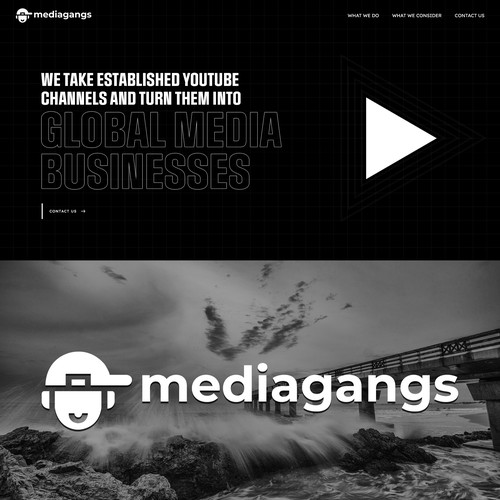 Minimalist website with the title 'Media Gangs Website'