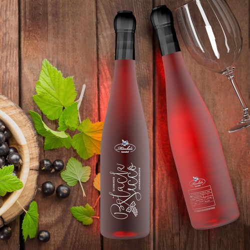 Glass bottle label with the title 'Spritziger Black Secco'