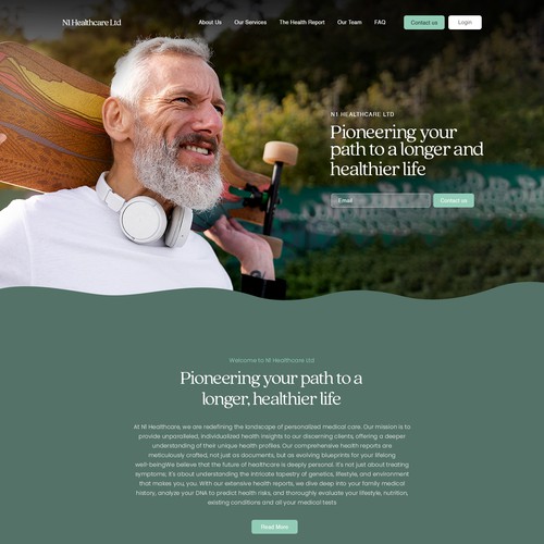Figma design with the title 'Website for pioneering personalised healthcare company'