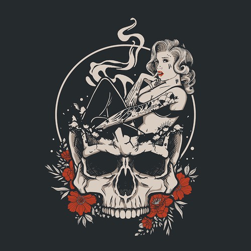 Old school t-shirt with the title 'Pin Up Design 1'