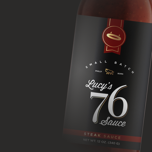 Sauce label with the title 'Steak Sauce Label Design, USA'