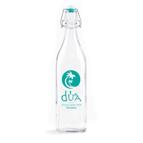 Bottle logo with the title 'dừa Coconut water '