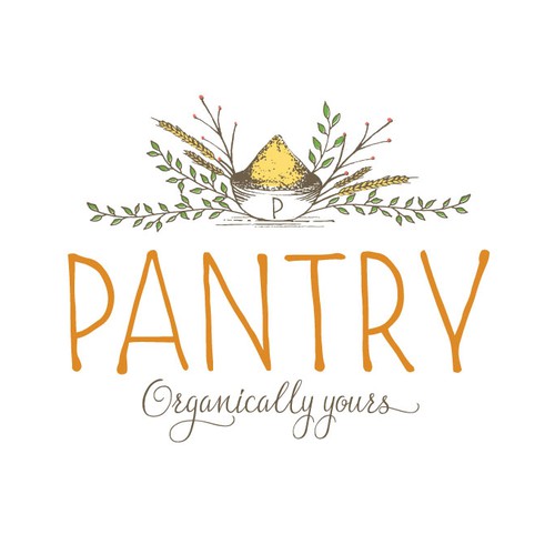 Feminine design with the title 'Create the feel of a homey rustic food store, "Pantry"'