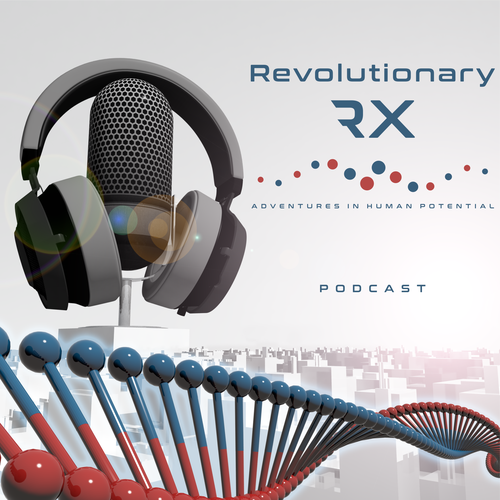 DNA design with the title 'Revolutionary RX - Adventures in Human Potential'