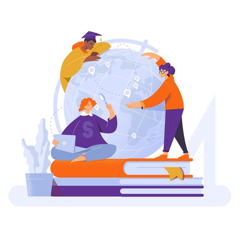 Study design with the title 'Illustration for a student website'