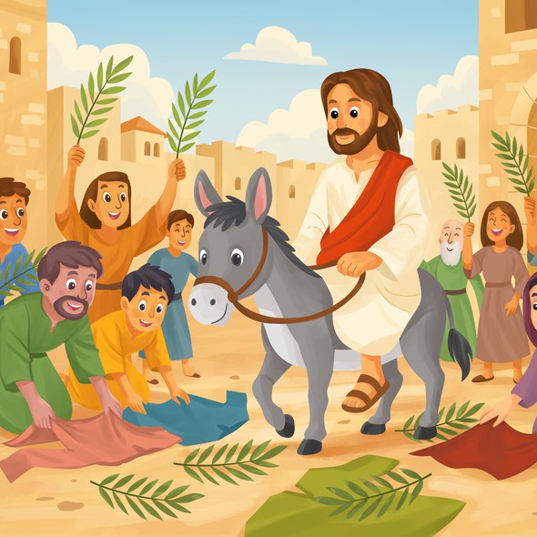 Illustration artwork with the title 'Palm Sunday '