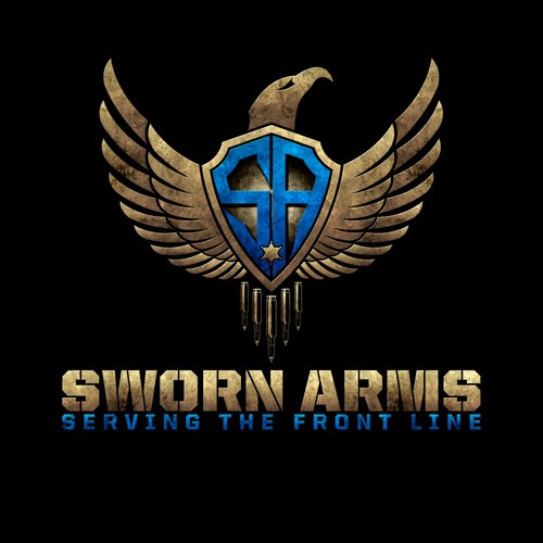 Defense logo with the title 'Combat proven class 3 weapons sales to law enforcement only. RETRO, dirty, tired, abused badge image'