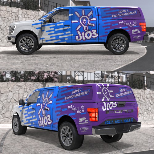 Radio station design with the title 'Car wrap - radio company'