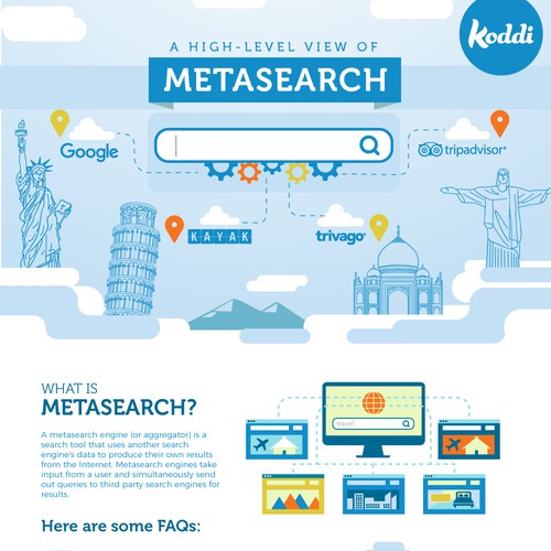 Search engine design with the title 'Design a sleek infographic for a travel tech company'