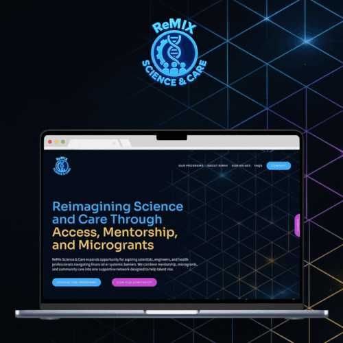 Design with the title 'Remix Science & Care Website'