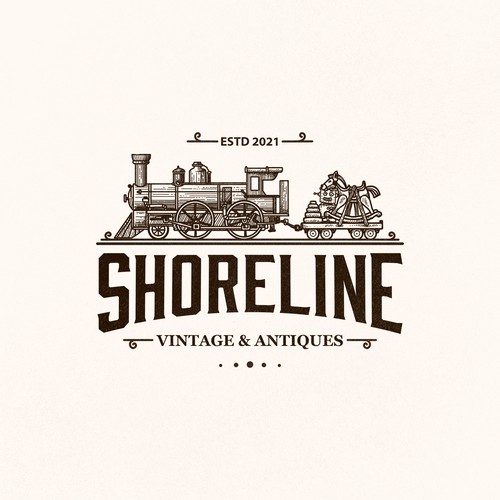 Train logo with the title 'SHORELINE VINTAGE & ANTIQUE'