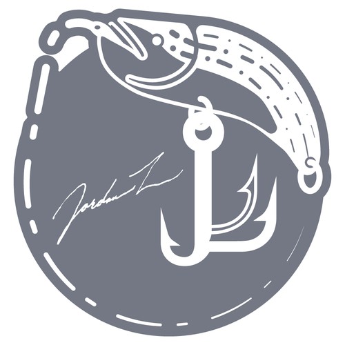 Fishing hook logo with the title 'Logo designed for professional athlete Jordan Lee of the BASS Elite Series'
