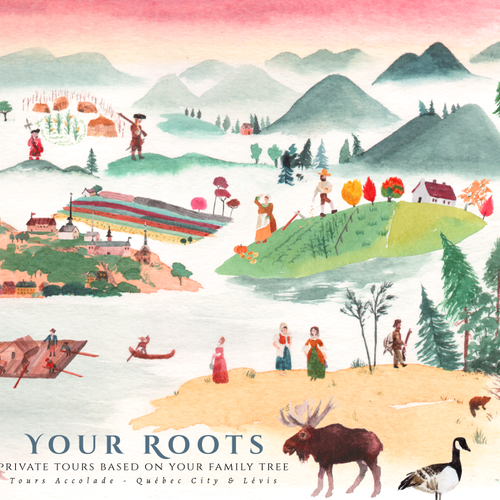 Landscape artwork with the title 'Illustration for a personalized tour in Canada'
