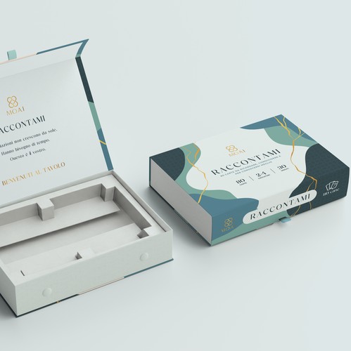 Design with the title 'MOAI - Packaging Design for a New Premium Games Brand'