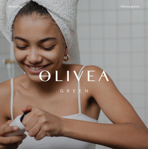 Skincare brand with the title 'Olivea Green brand identity and packaging'