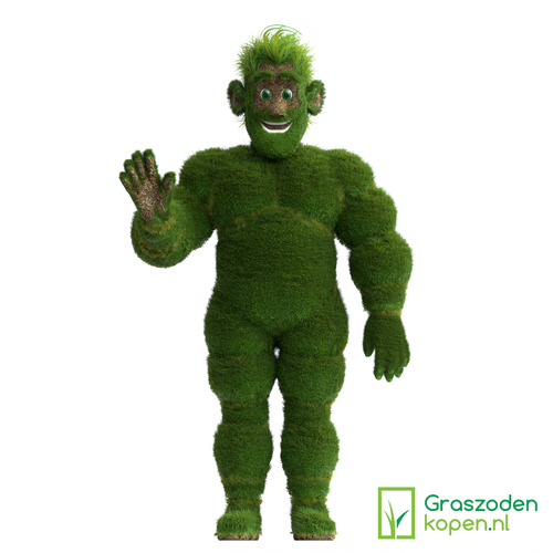 Landscape design with the title 'Grass Mascot for company'